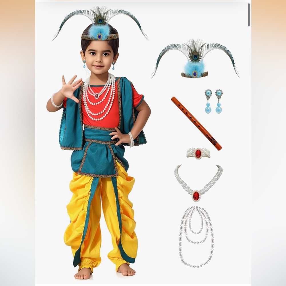 Ezuwail Lord Krishna Costume for Boy Janmashtami